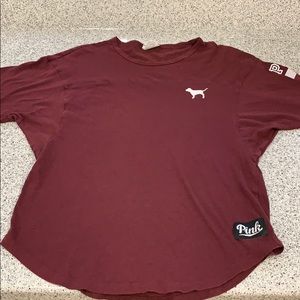 PINK 3/4 Sleeve Maroon Tee